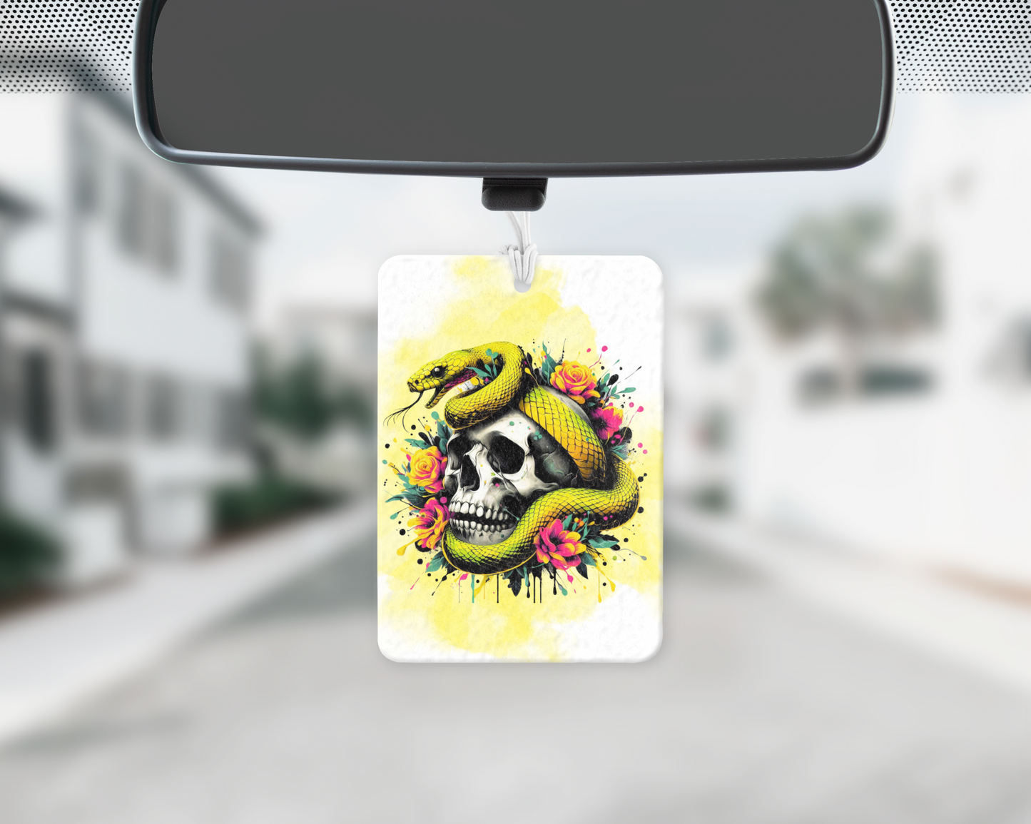 Yellow skull car freshie