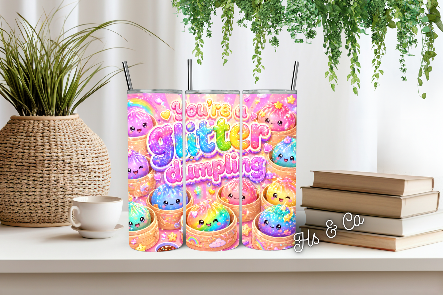 Glitter dumpling tumbler