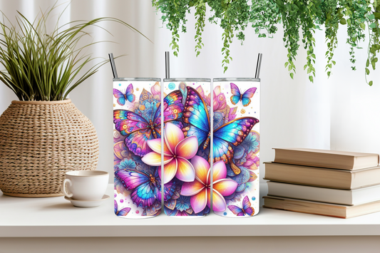 Glitter butterfly mandala art tumbler