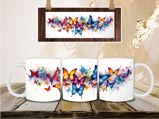 Vivid colour butterfly mug