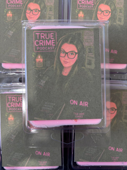 Justine’s true crime podcast wax melt