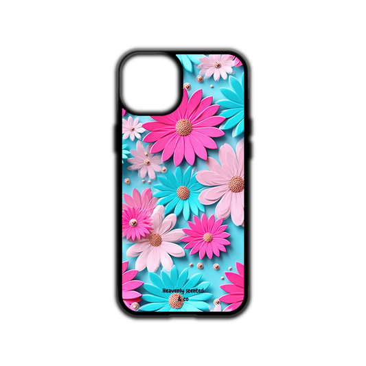 Pink and blue floral iPhone case