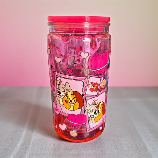Pink lava drip acrylic tumbler