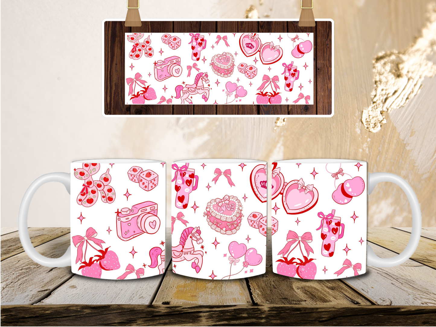 Pink camera girly mug