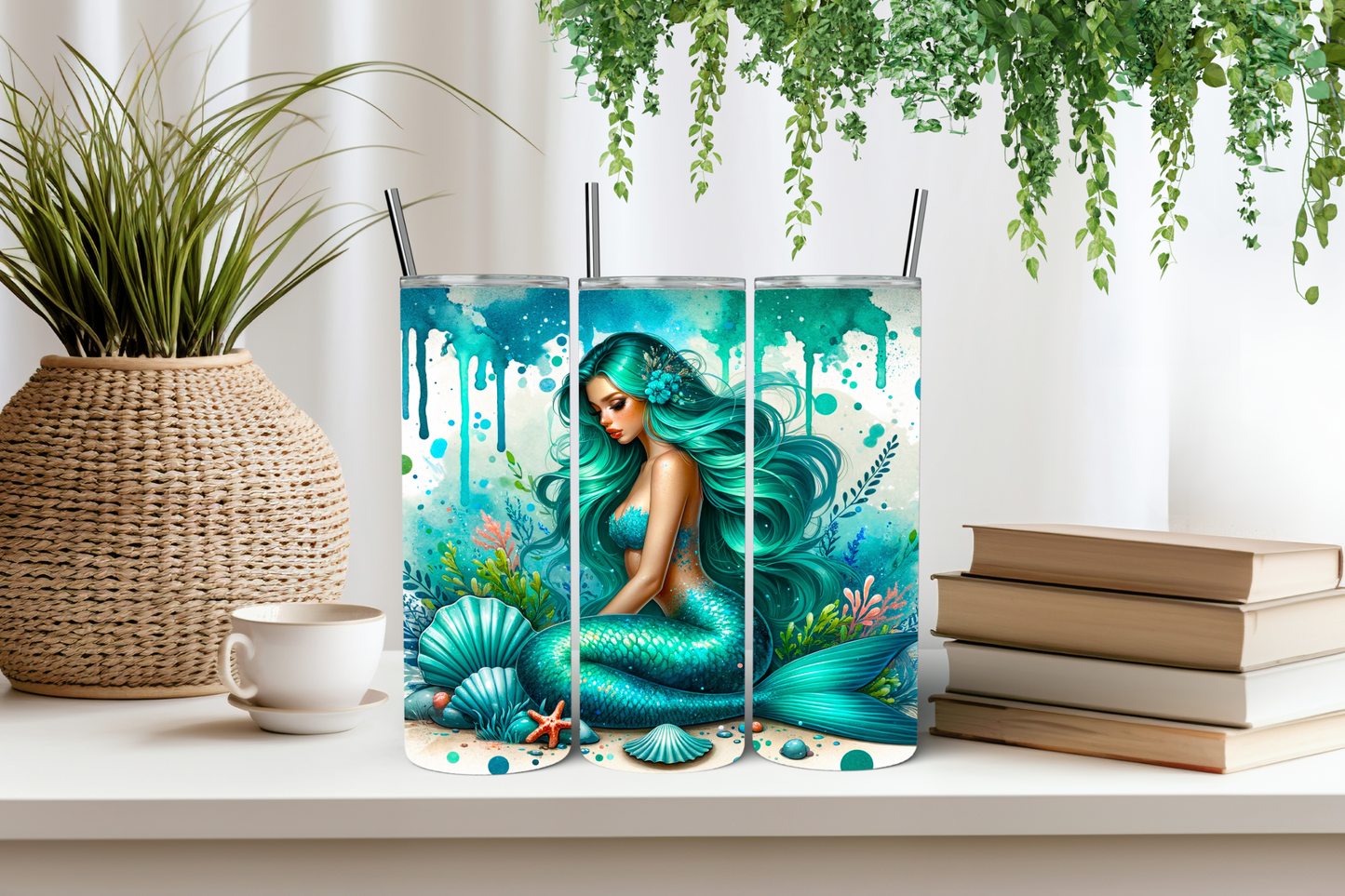 Green mermaid tumbler