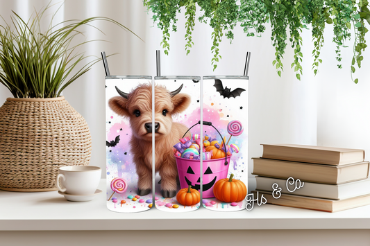 Halloween highland cow tumbler