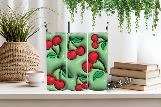 3D green cherry tumbler