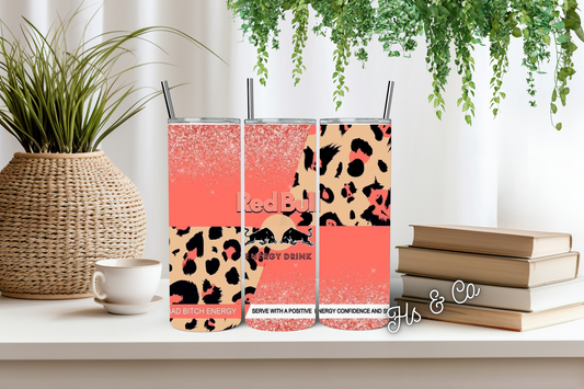 Leopard Redbull tumbler