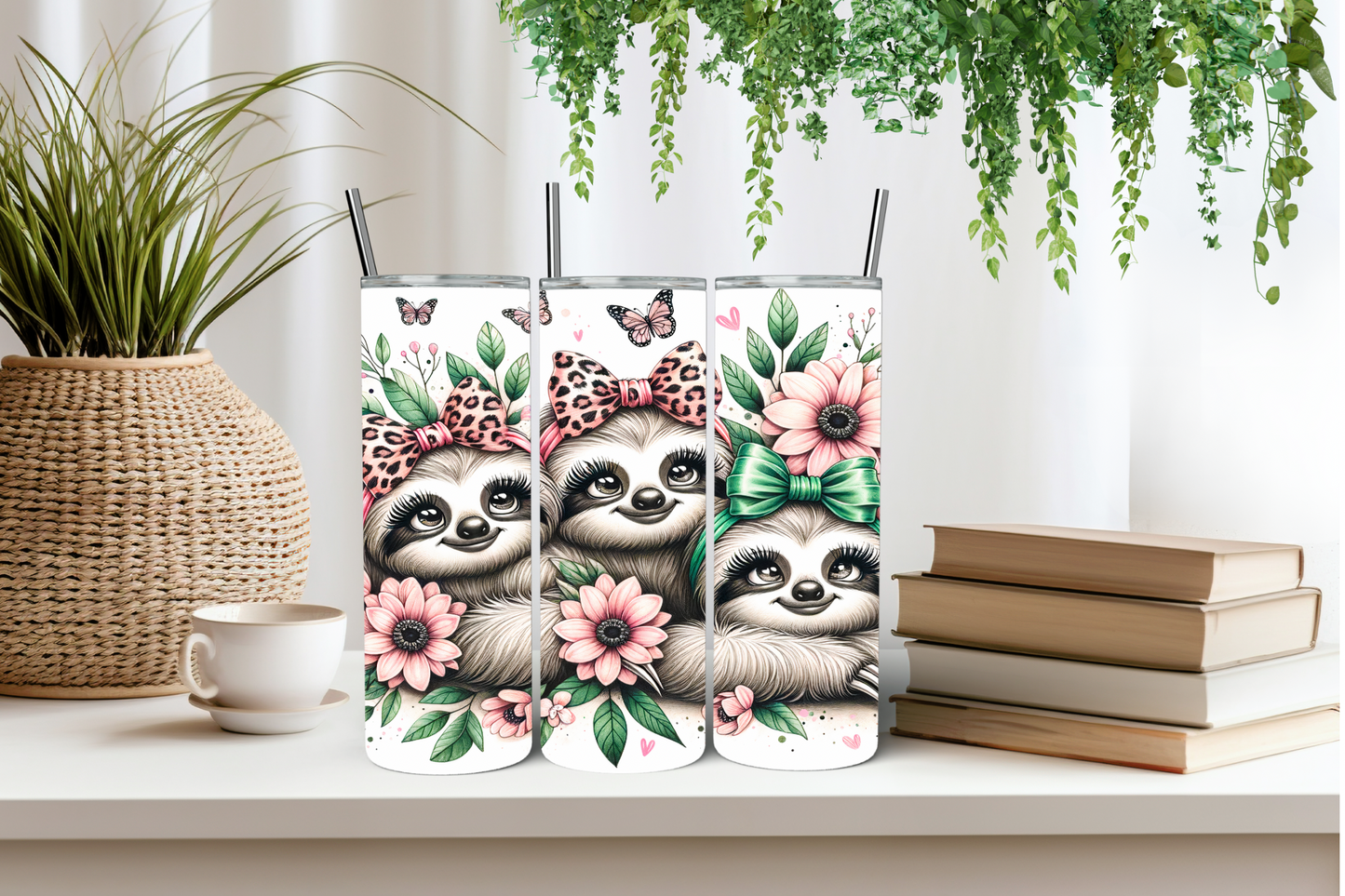 Bow sloth tumbler