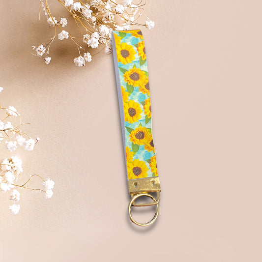 Blue sunflower key fob