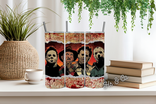 Rustic paper horror boys tumbler