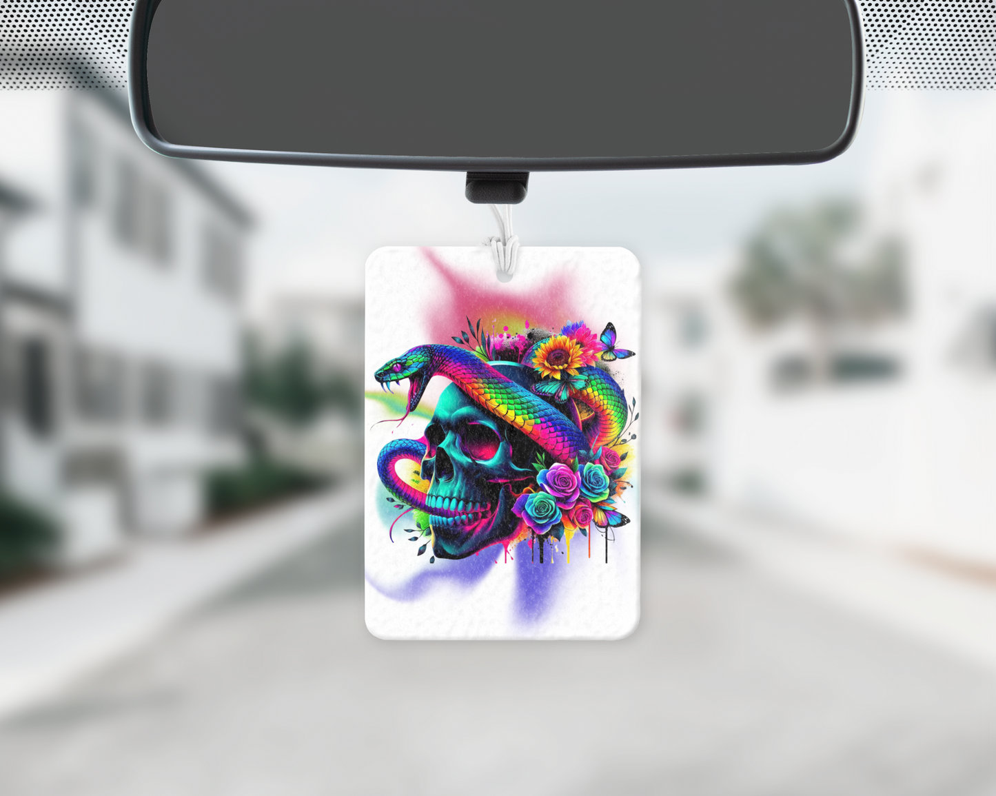 Rainbow skull car freshie