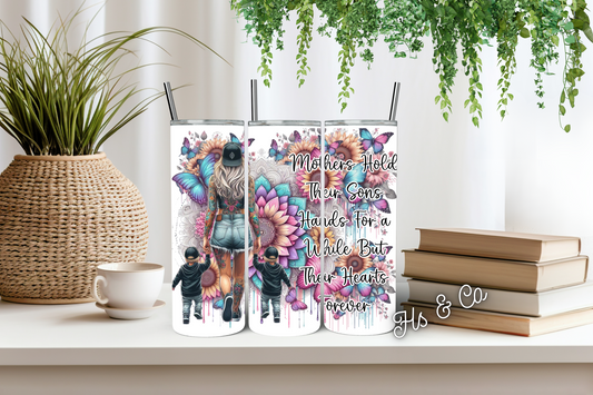 Mothers hold their sons tumbler