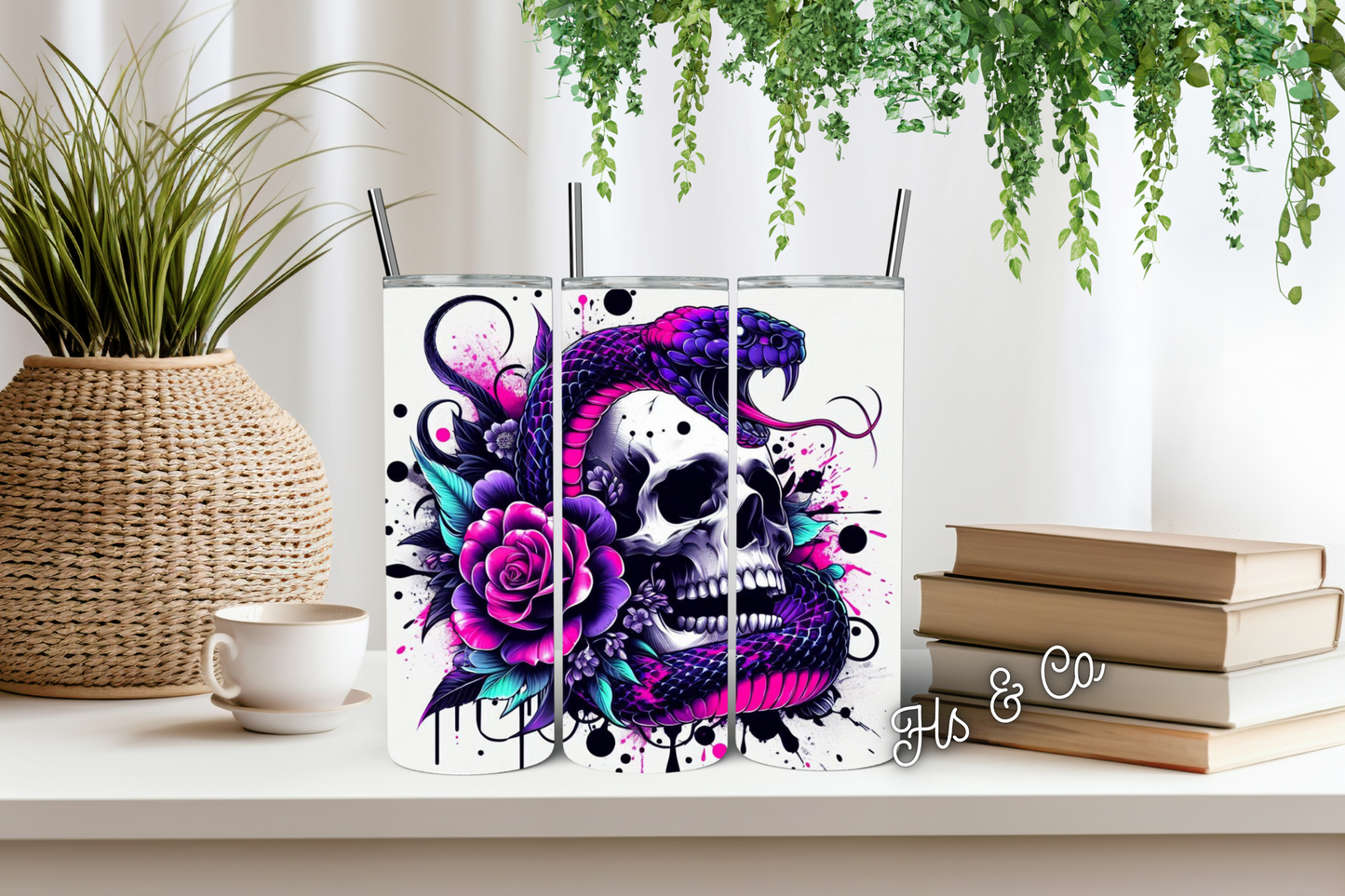 Purple skull tumbler