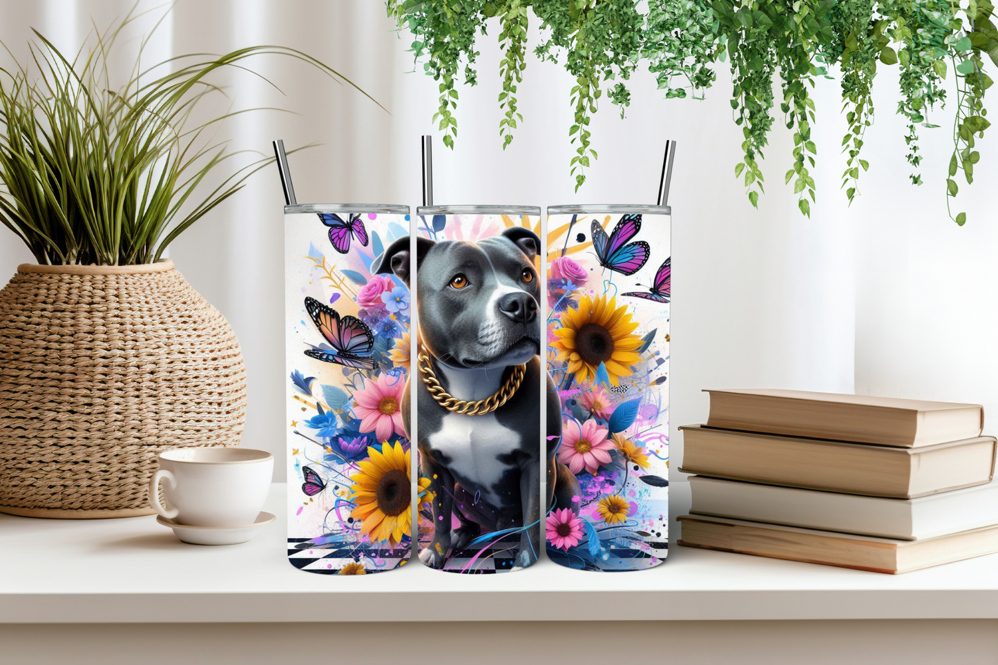 Floral staffy tumbler