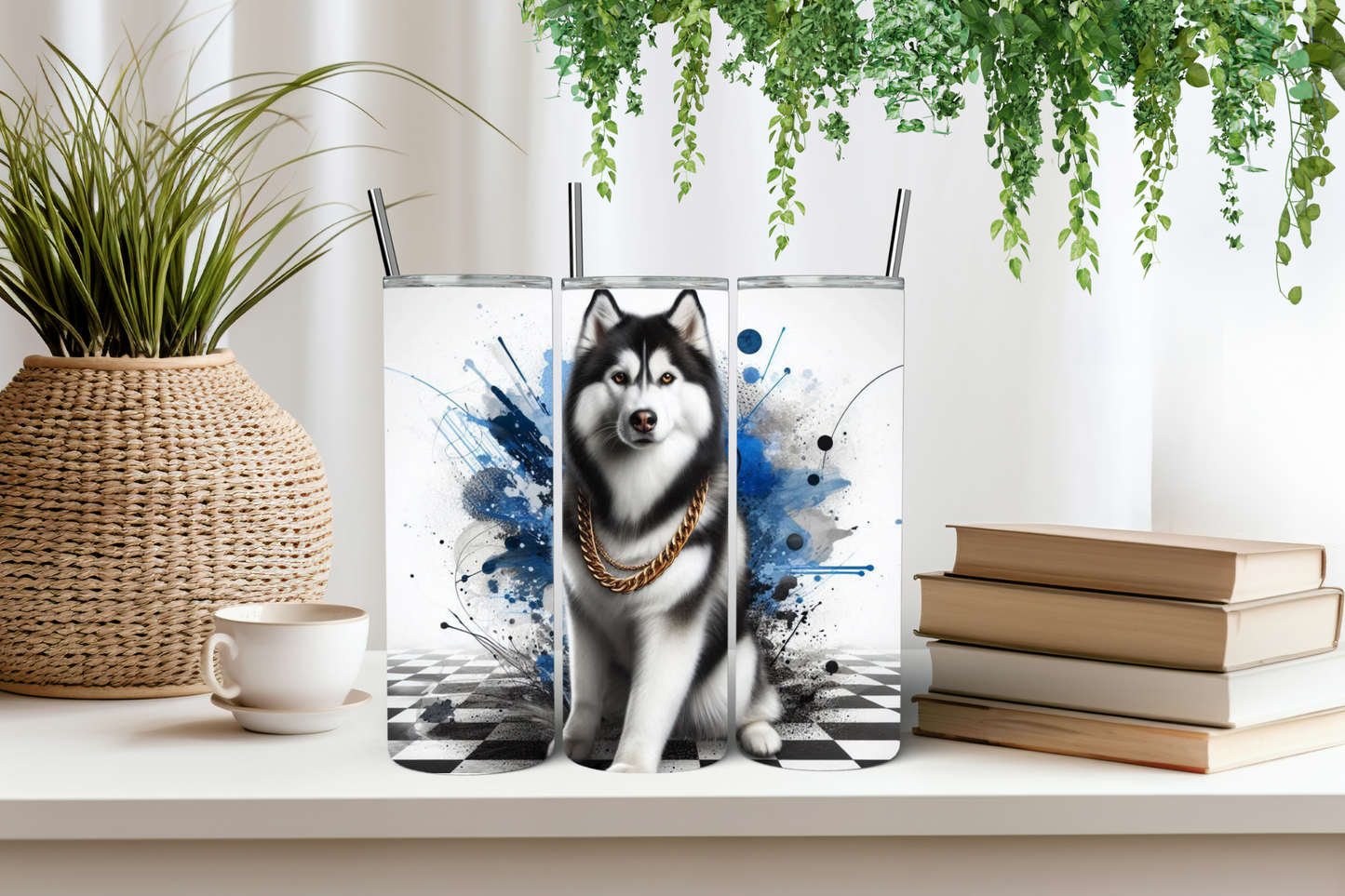 Husky blue splash tumbler