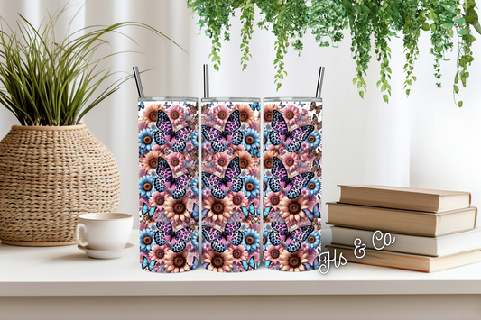 Butterfly floral mix tumbler