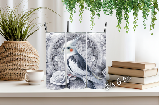 White cockatiel tumbler