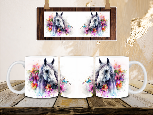 White horse mug