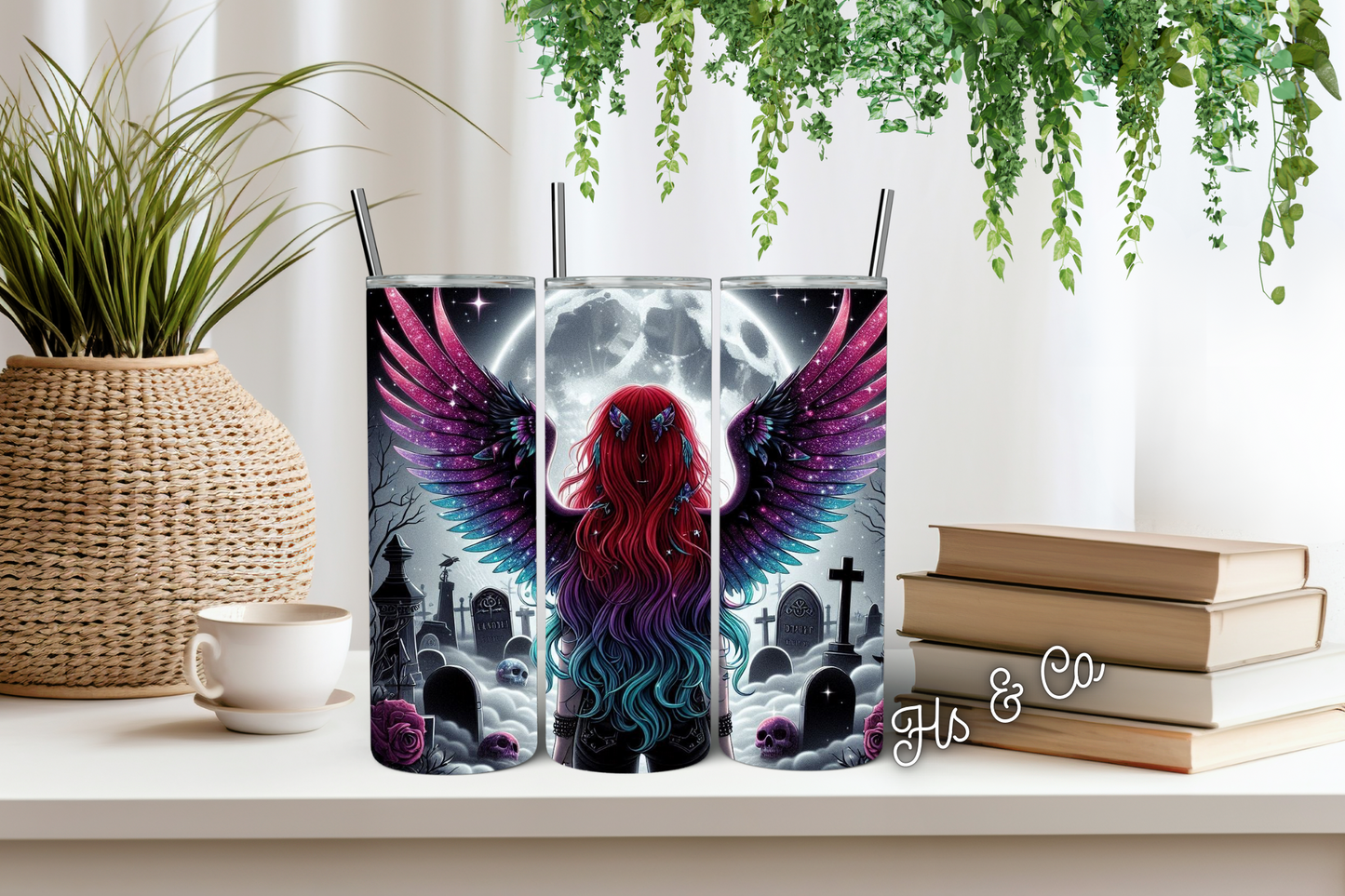 Goth fairy cemetery tumbler