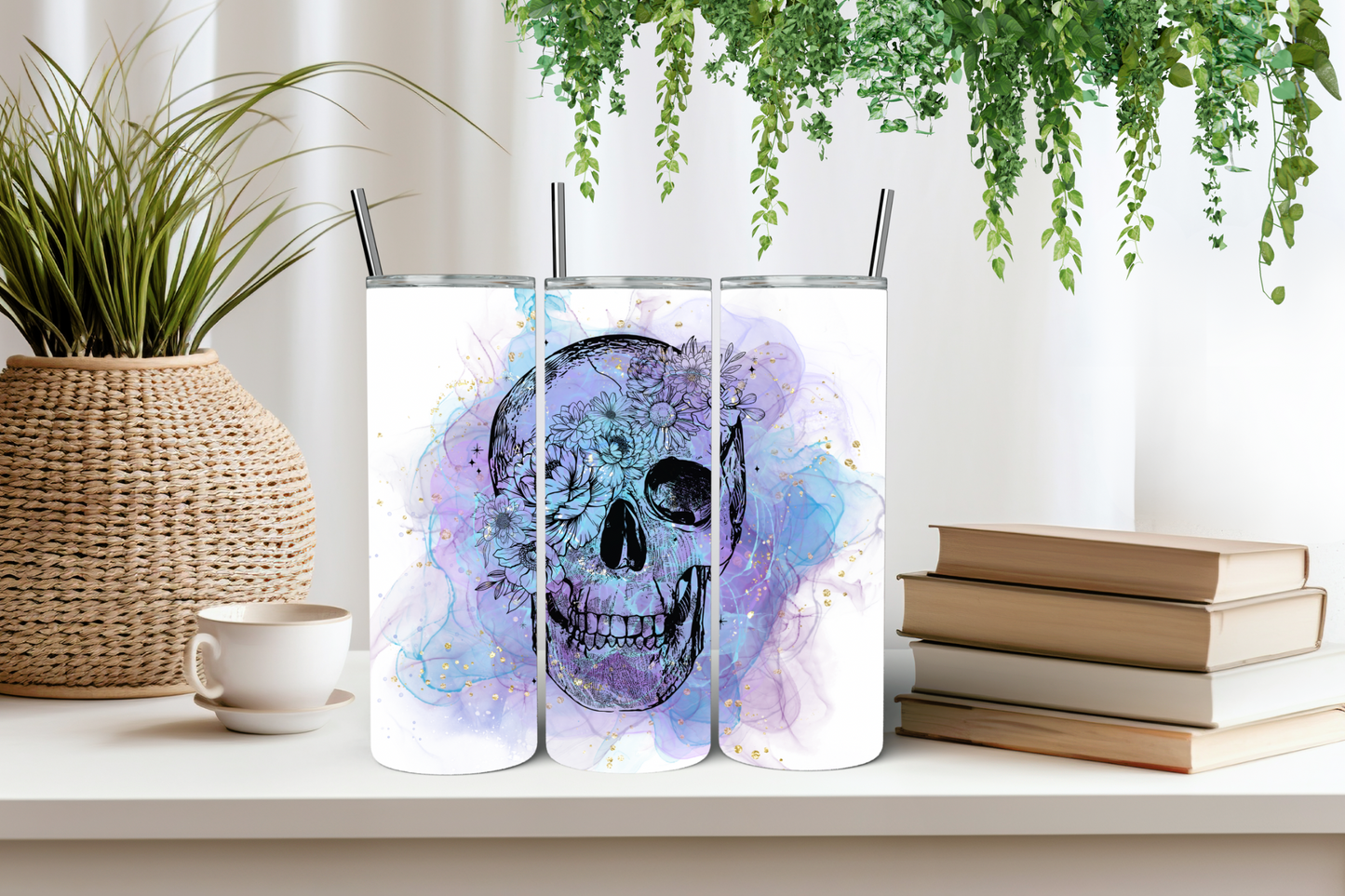 Purple skull tumbler