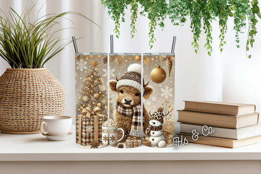 Highland cow Christmas tumbler