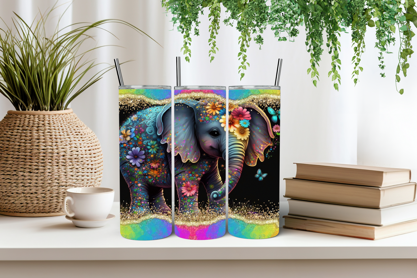 Colourful elephant tumbler