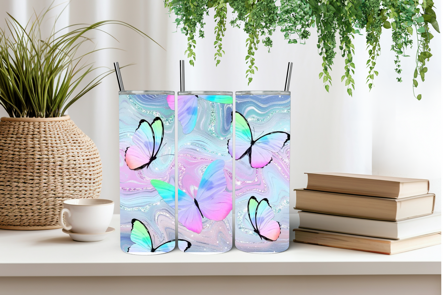 Pastel butterflies tumbler