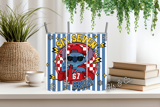 67 blue alien tumbler