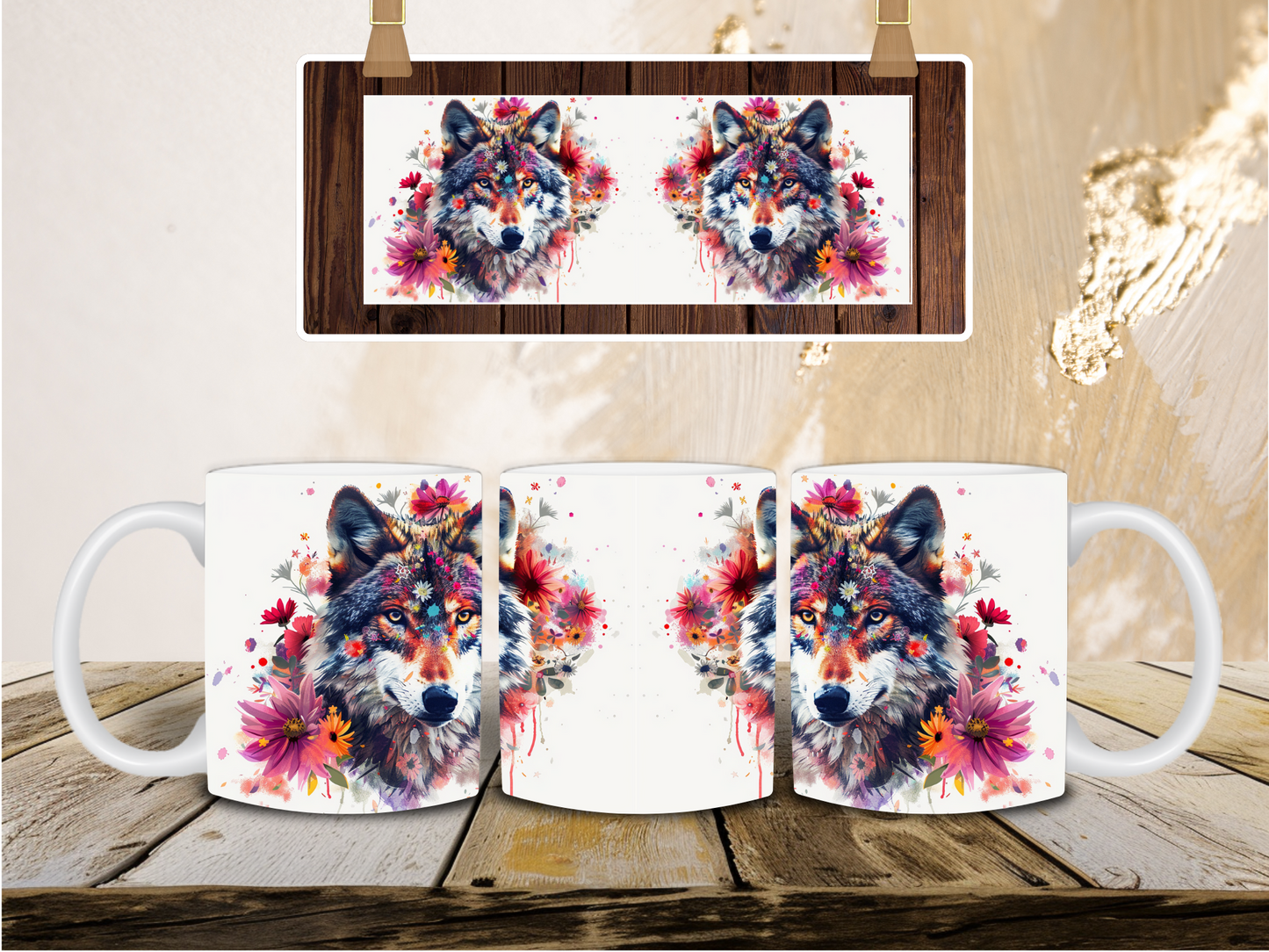 Boho wolf mug