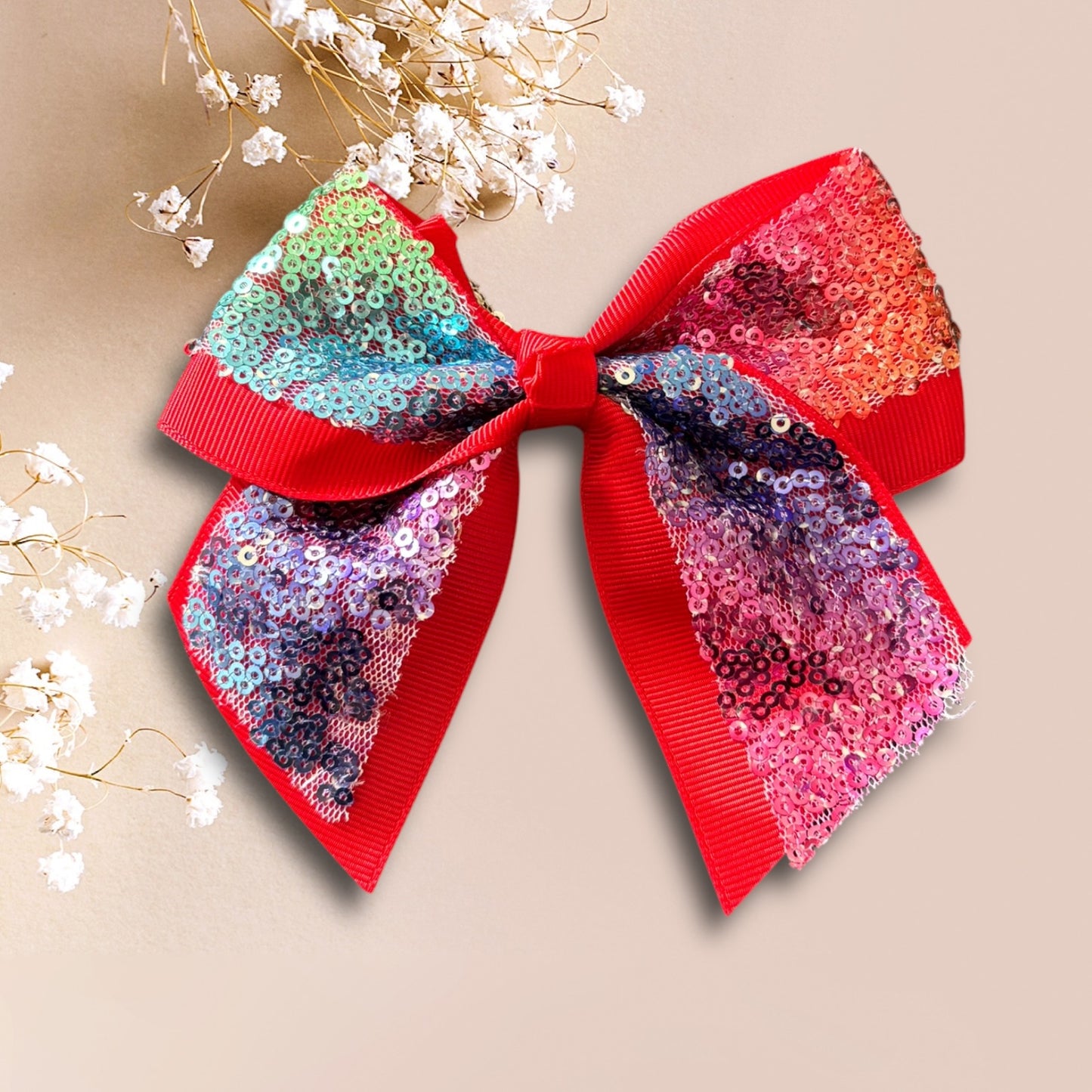 Rainbow ribbon bow