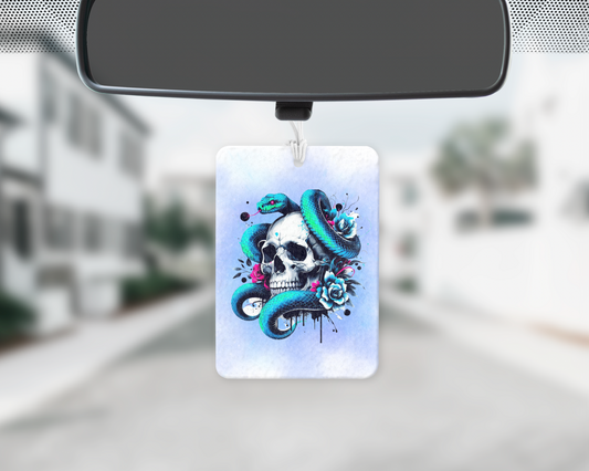 Blue skull car freshie