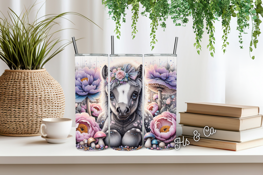 Grey pony tumbler