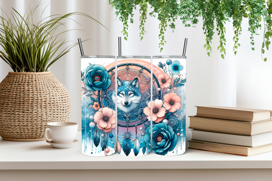 Wolf dream catcher tumbler