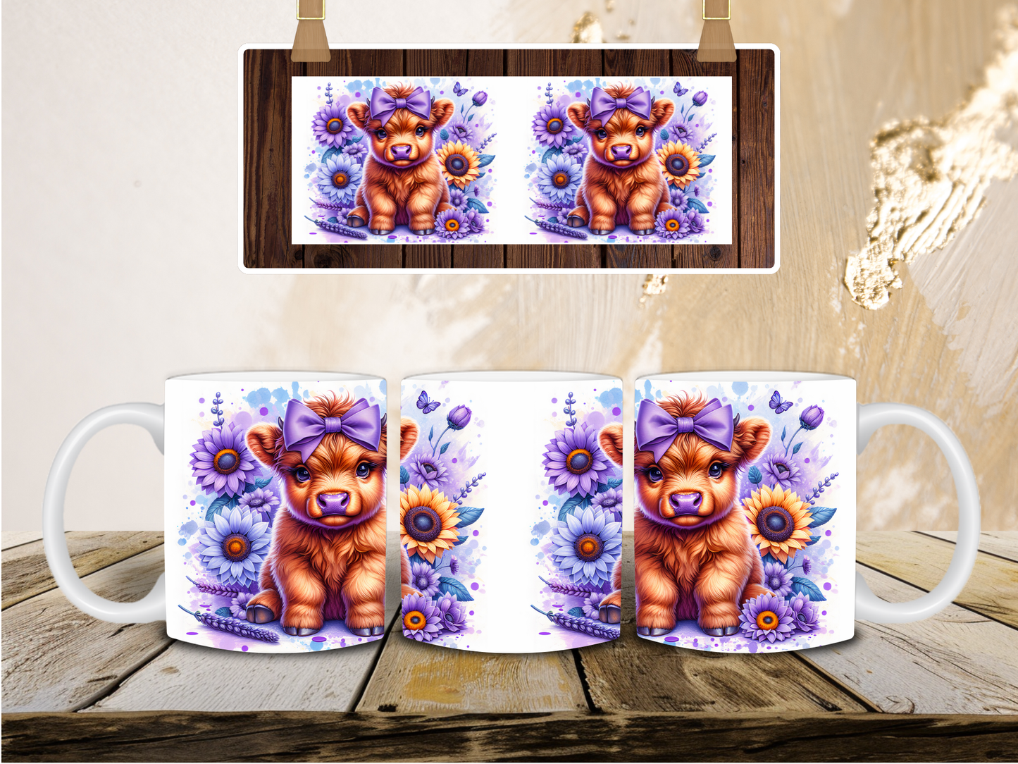 Purple highland cow mug