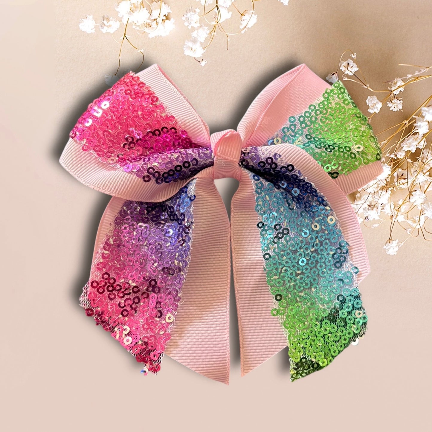 Rainbow ribbon bow