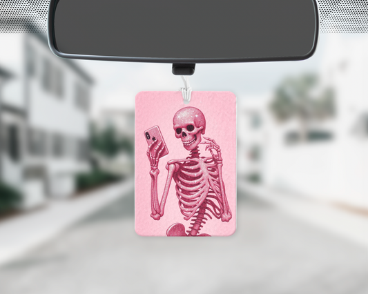 Pink skeleton car freshie