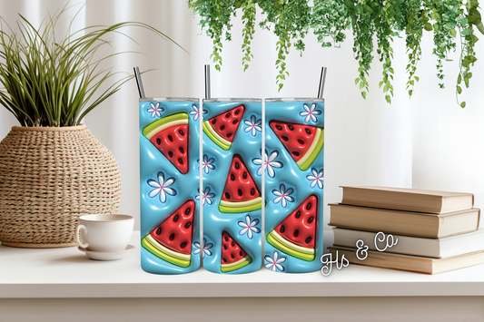 3D blue watermelon tumbler