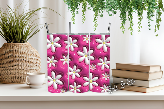 3D pink daisy tumbler