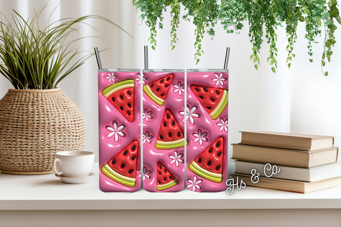 3D pink watermelon tumbler