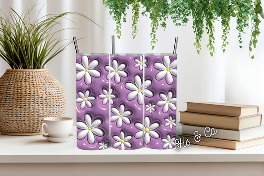 3D purple daisy tumbler