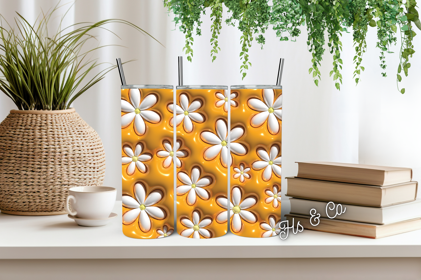 3D yellow daisy tumbler