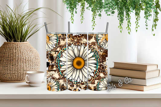 Rustic daisy tumbler