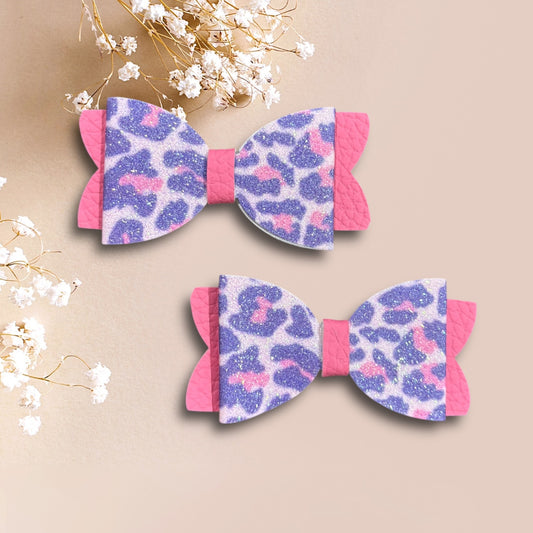 Pink leopard bow