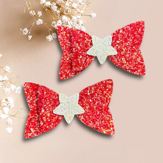 Red shimmer star bow