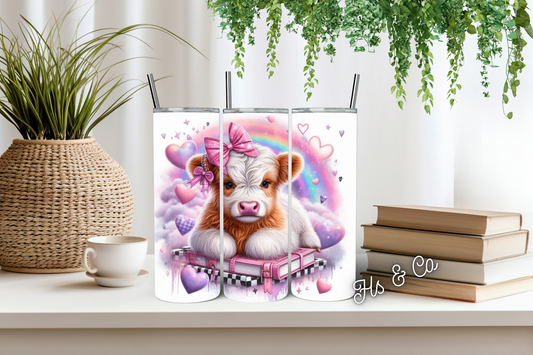 Book babe highland cow #1 tumbler