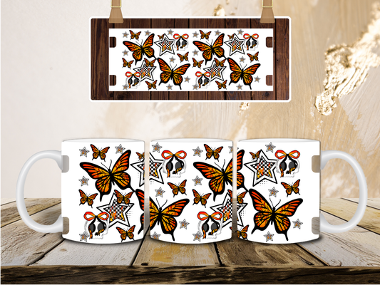 Butterfly skull mug