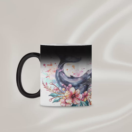 Floral whale magic mug