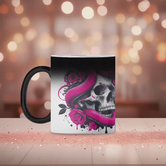 Pink skull snake magic mug