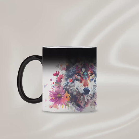 Floral wolf magic mug